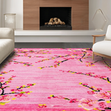 Ultra Soft Area Rug, Non Slip, Stain Resistant, Washable Area Rugs for Living Room, Bedroom, Lush Pastel Blossom Patterns(Pink)