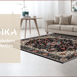 Ultra Soft Area Rug, Non Slip, Stain Resistant, Washable Area Rugs for Living Room, Bedroom, Elegant Floral Arch Arrangement(Black)