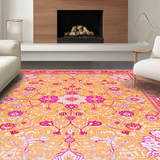 Ultra Soft Area Rug, Non Slip, Stain Resistant, Washable Area Rugs for Living Room, Bedroom, Chic Warm Toned Flower Pattern(Yellow)