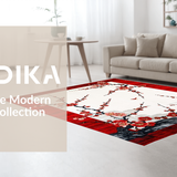 Ultra Soft Area Rug, Non Slip, Stain Resistant, Washable Area Rugs for Living Room, Bedroom, Traditional Japanese Blossom Theme(Red)