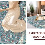 Ultra Soft Area Rug, Non Slip, Stain Resistant, Washable Area Rugs for Living Room, Bedroom, Vibrant Teal Botanical Harmony(Blue)