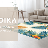 Ultra Soft Area Rug, Non Slip, Stain Resistant, Washable Area Rugs for Living Room, Bedroom, Lively Cream Orange Botanical Design(Orange)