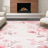 Ultra Soft Area Rug, Non Slip, Stain Resistant, Washable Area Rugs for Living Room, Bedroom, Bright Cheerful Floral Expression(Pink)