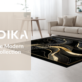 Ultra Soft Area Rug, Non Slip, Stain Resistant, Washable Area Rugs for Living Room, Bedroom, Graceful Organic Shape Play(Black)