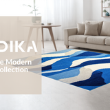 Ultra Soft Area Rug, Non Slip, Stain Resistant, Washable Area Rugs for Living Room, Bedroom, Rustic Textured Organic Shape(Blue)