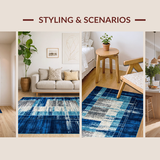 Ultra Soft Area Rug, Non Slip, Stain Resistant, Washable Area Rugs for Living Room, Bedroom, Refined Abstract Oceanic Influence(Blue)