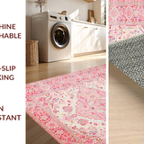 Ultra Soft Area Rug, Non Slip, Stain Resistant, Washable Area Rugs for Living Room, Bedroom, Timeless Classic Low Pile Texture(Pink)