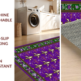 Ultra Soft Area Rug, Non Slip, Stain Resistant, Washable Area Rugs for Living Room, Bedroom, Rustic Earthy Floral Pattern(Purple)