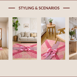 Ultra Soft Area Rug, Non Slip, Stain Resistant, Washable Area Rugs for Living Room, Bedroom, coquette bow bath(Pink)