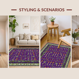 Ultra Soft Area Rug, Non Slip, Stain Resistant, Washable Area Rugs for Living Room, Bedroom, Luxurious Brown Geometric Arrangement(Purple)