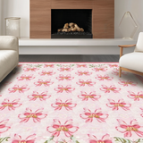 Ultra Soft Area Rug, Non Slip, Stain Resistant, Washable Area Rugs for Living Room, Bedroom, Charming Scalloped Bows Pink Room Rug Lovely Coquette Carpet(Pink)
