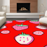 Ultra Soft Area Rug, Non Slip, Stain Resistant, Washable Area Rugs for Living Room, Bedroom, Eclectic Colorful Fruit Fusion(Red)