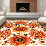 Ultra Soft Area Rug, Non Slip, Stain Resistant, Washable Area Rugs for Living Room, Bedroom, Elegant Round Blooming Design(White)