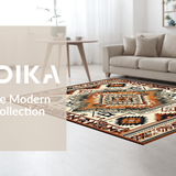 Ultra Soft Area Rug, Non Slip, Stain Resistant, Washable Area Rugs for Living Room, Bedroom, Rustic Warm Toned Patterned Beauty(Brown)