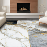Ultra Soft Area Rug, Non Slip, Stain Resistant, Washable Area Rugs for Living Room, Bedroom, Elegant Minimalist Swirling Motif(White)