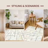 Ultra Soft Area Rug, Non Slip, Stain Resistant, Washable Area Rugs for Living Room, Bedroom, Chic Cream Modern Tiled Arrangement(Beige)