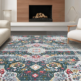 Ultra Soft Area Rug, Non Slip, Stain Resistant, Washable Area Rugs for Living Room, Bedroom, Cozy Earthy Floral Design(Gray)