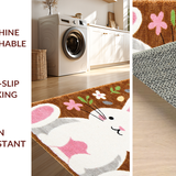 Ultra Soft Area Rug, Non Slip, Stain Resistant, Washable Area Rugs for Living Room, Bedroom, Cozy Nature-Inspired Bunny Artwork(Brown)