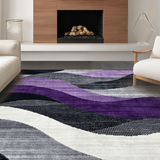 Ultra Soft Area Rug, Non Slip, Stain Resistant, Washable Area Rugs for Living Room, Bedroom, Minimalist Elegant Lattice Composition(Purple)