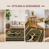 Ultra Soft Area Rug, Non Slip, Stain Resistant, Washable Area Rugs for Living Room, Bedroom, Bold Celtic Artful Representation(Gold)