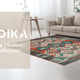 Distinctive Teal and Rust Motif(Red)