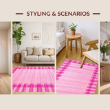 Ultra Soft Area Rug, Non Slip, Stain Resistant, Washable Area Rugs for Living Room, Bedroom, Luxurious Pink Purple Grid(Pink)