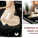 Ultra Soft Area Rug, Non Slip, Stain Resistant, Washable Area Rugs for Living Room, Bedroom, Enigmatic Celestial Wave Design(Black)