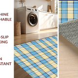 Elegant Blue Tone Checkered Fabric(Beige)