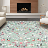 Ultra Soft Area Rug, Non Slip, Stain Resistant, Washable Area Rugs for Living Room, Bedroom, Soft Green Abstract Leaf Pattern(Green)