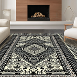 Ultra Soft Area Rug, Non Slip, Stain Resistant, Washable Area Rugs for Living Room, Bedroom, Vibrant Geometric Folk Art(Black)