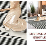 Ultra Soft Area Rug, Non Slip, Stain Resistant, Washable Area Rugs for Living Room, Bedroom, Chic Entryway Rug Featuring Graphic Stripe Motif, Minimalist Linear Art Style(Black)