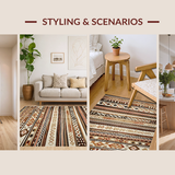 Ultra Soft Area Rug, Non Slip, Stain Resistant, Washable Area Rugs for Living Room, Bedroom, Modern Vintage Lattice Composition(Brown)