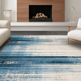 Ultra Soft Area Rug, Non Slip, Stain Resistant, Washable Area Rugs for Living Room, Bedroom, Vintage Inspired Ombre Area Rug with Distressed Blue and Beige Tones(Blue)