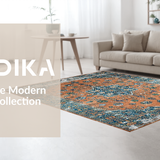 Ultra Soft Area Rug, Non Slip, Stain Resistant, Washable Area Rugs for Living Room, Bedroom, Whimsical Colorful Trellis Design(Orange)