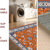 Ultra Soft Area Rug, Non Slip, Stain Resistant, Washable Area Rugs for Living Room, Bedroom, Artful Multicolored Medallion Style(Orange)
