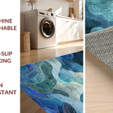 Ultra Soft Area Rug, Non Slip, Stain Resistant, Washable Area Rugs for Living Room, Bedroom, Nautical 3D Octopus Adventure Rug Runner Artistic Whale Trap Illusion(Blue)