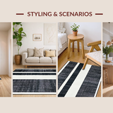 Ultra Soft Area Rug, Non Slip, Stain Resistant, Washable Area Rugs for Living Room, Bedroom, Chic Farmhouse Entrance Rug Layered Door Mat Style Carpet(Black)