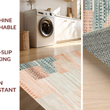 Ultra Soft Area Rug, Non Slip, Stain Resistant, Washable Area Rugs for Living Room, Bedroom, Artful Salmon and Beige Fusion(Orange)