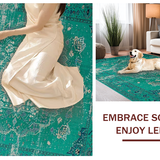 Ultra Soft Area Rug, Non Slip, Stain Resistant, Washable Area Rugs for Living Room, Bedroom, Sophisticated Green-Blue Harmony(Blue)