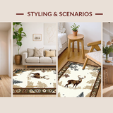 Ultra Soft Area Rug, Non Slip, Stain Resistant, Washable Area Rugs for Living Room, Bedroom, Serene Neutral Wildlife Aesthetic(Beige)