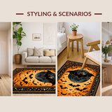 Ultra Soft Area Rug, Non Slip, Stain Resistant, Washable Area Rugs for Living Room, Bedroom, Chic Dark Floral Accent Piece(Black)