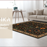 Ultra Soft Area Rug, Non Slip, Stain Resistant, Washable Area Rugs for Living Room, Bedroom, Vibrant Insect Patterned Artistry(Black)