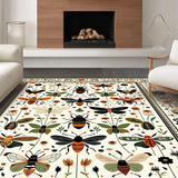Ultra Soft Area Rug, Non Slip, Stain Resistant, Washable Area Rugs for Living Room, Bedroom, Charming Organic Botanical Design(White)