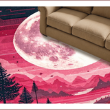 Ultra Soft Area Rug, Non Slip, Stain Resistant, Washable Area Rugs for Living Room, Bedroom, Chic Half-Moon Colorful Motif(Pink)