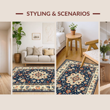 Ultra Soft Area Rug, Non Slip, Stain Resistant, Washable Area Rugs for Living Room, Bedroom, Bright Floral Lattice Visual(Blue)