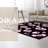 Ultra Soft Area Rug, Non Slip, Stain Resistant, Washable Area Rugs for Living Room, Bedroom, Whimsical Skull Graphic Accent(Pink)
