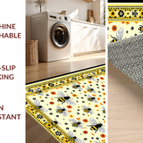 Ultra Soft Area Rug, Non Slip, Stain Resistant, Washable Area Rugs for Living Room, Bedroom, Sunny Yellow Rustic Blossom Design(Yellow)