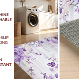 Ultra Soft Area Rug, Non Slip, Stain Resistant, Washable Area Rugs for Living Room, Bedroom, Vibrant Cozy Garden Inspired Design(Purple)