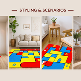 Ultra Soft Area Rug, Non Slip, Stain Resistant, Washable Area Rugs for Living Room, Bedroom, Colorful Learning Mosaic Theme(Blue)