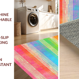 Ultra Soft Area Rug, Non Slip, Stain Resistant, Washable Area Rugs for Living Room, Bedroom, Playful Soft Green Geometric Motif(Orange)